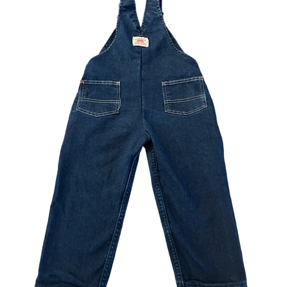 ROUNDHOUSE UNISEX DARK WASH DENIM OVERALLS SIZE 4T - Picture 2 of 9